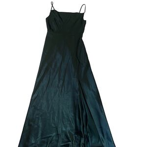 Birdy Grey Lisa Long Shiny Emerald Green Satin Dress Womens Size M Party Wedding